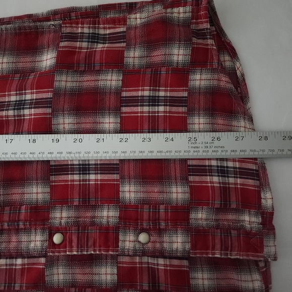 Lucky Brand Dungarees Western Pearl Snap Plaid Patchwork Shirt - Picture 9 of 9